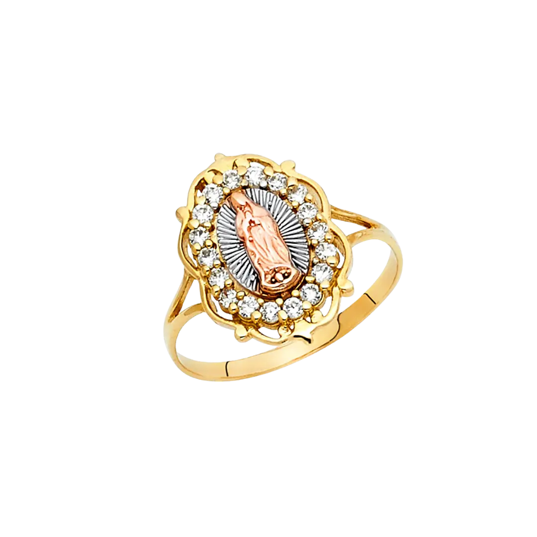 Guadalupe with CZ Ring - 14k Tri Color Gold