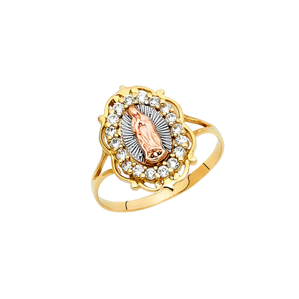 Guadalupe with CZ Ring - 14k Tri Color Gold