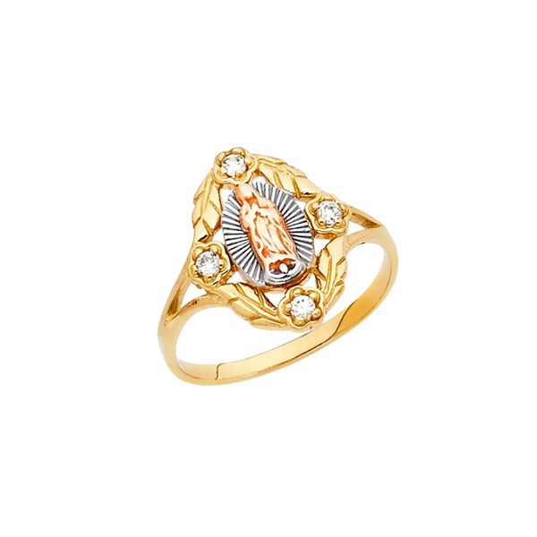 Guadalupe with CZ Ring - 14k Tri Color Gold