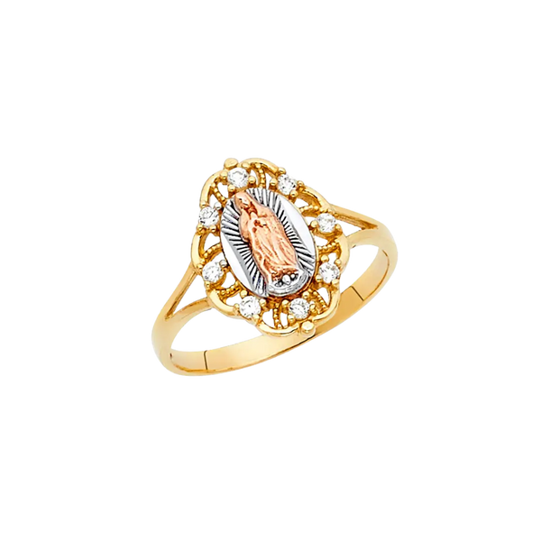 Guadalupe with CZ Ring - 14k Tri Color Gold