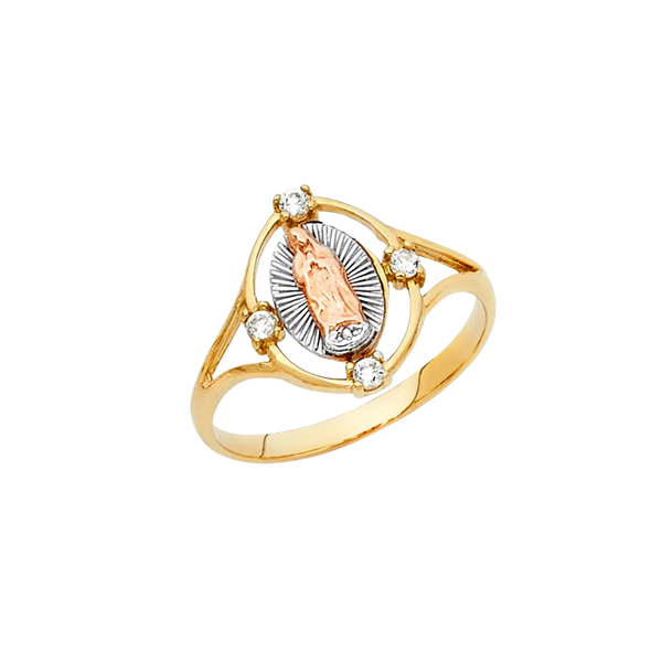 Guadalupe with CZ Ring - 14k Tri Color Gold