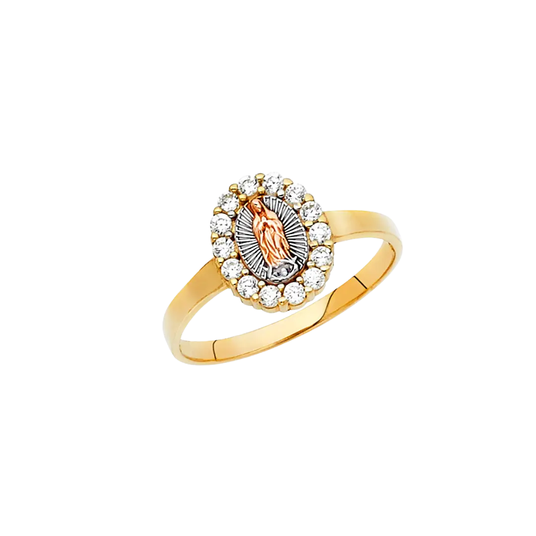 Guadalupe with CZ Ring - 14k Tri Color Gold