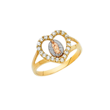 Guadalupe with CZ Ring - 14k Tri Color Gold