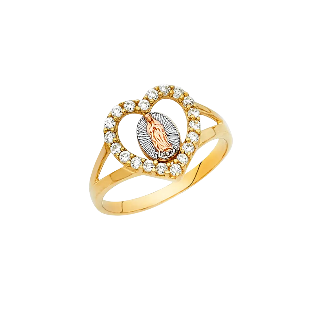 Guadalupe with CZ Ring - 14k Tri Color Gold