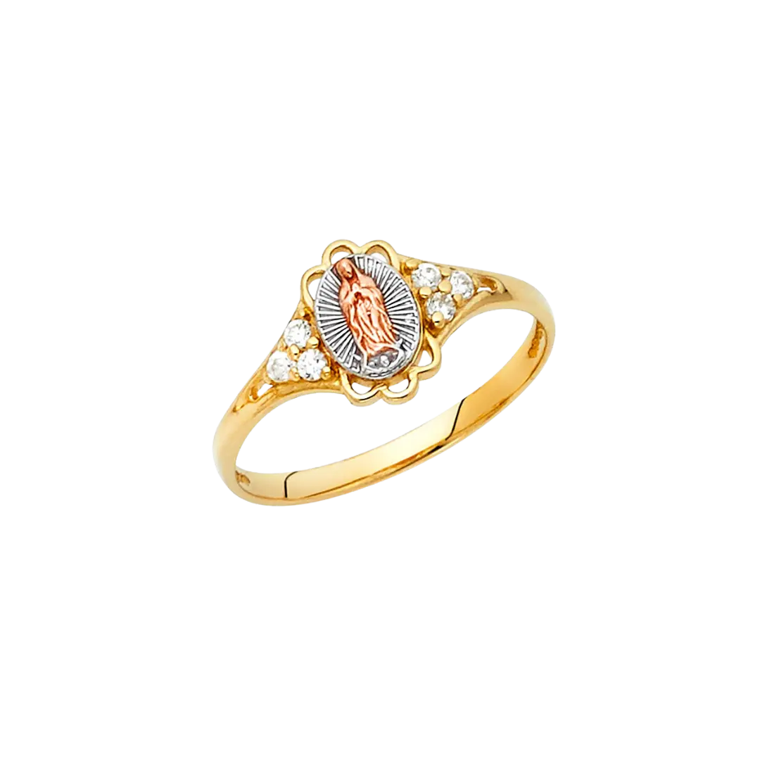 Guadalupe with CZ Ring - 14k Tri Color Gold