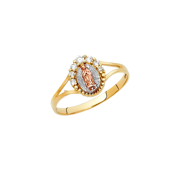 Guadalupe with CZ Ring - 14k Tri Color Gold