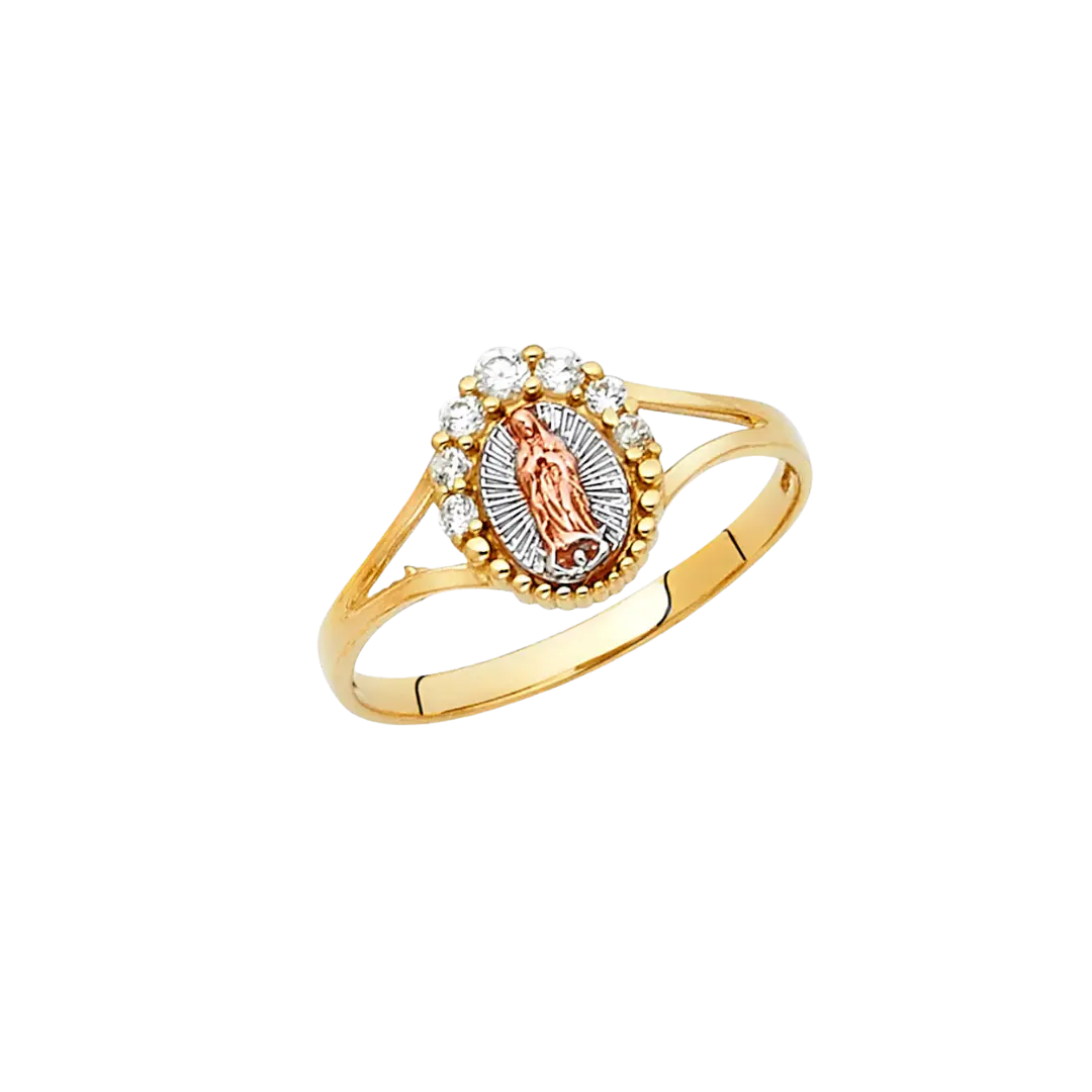 Guadalupe with CZ Ring - 14k Tri Color Gold