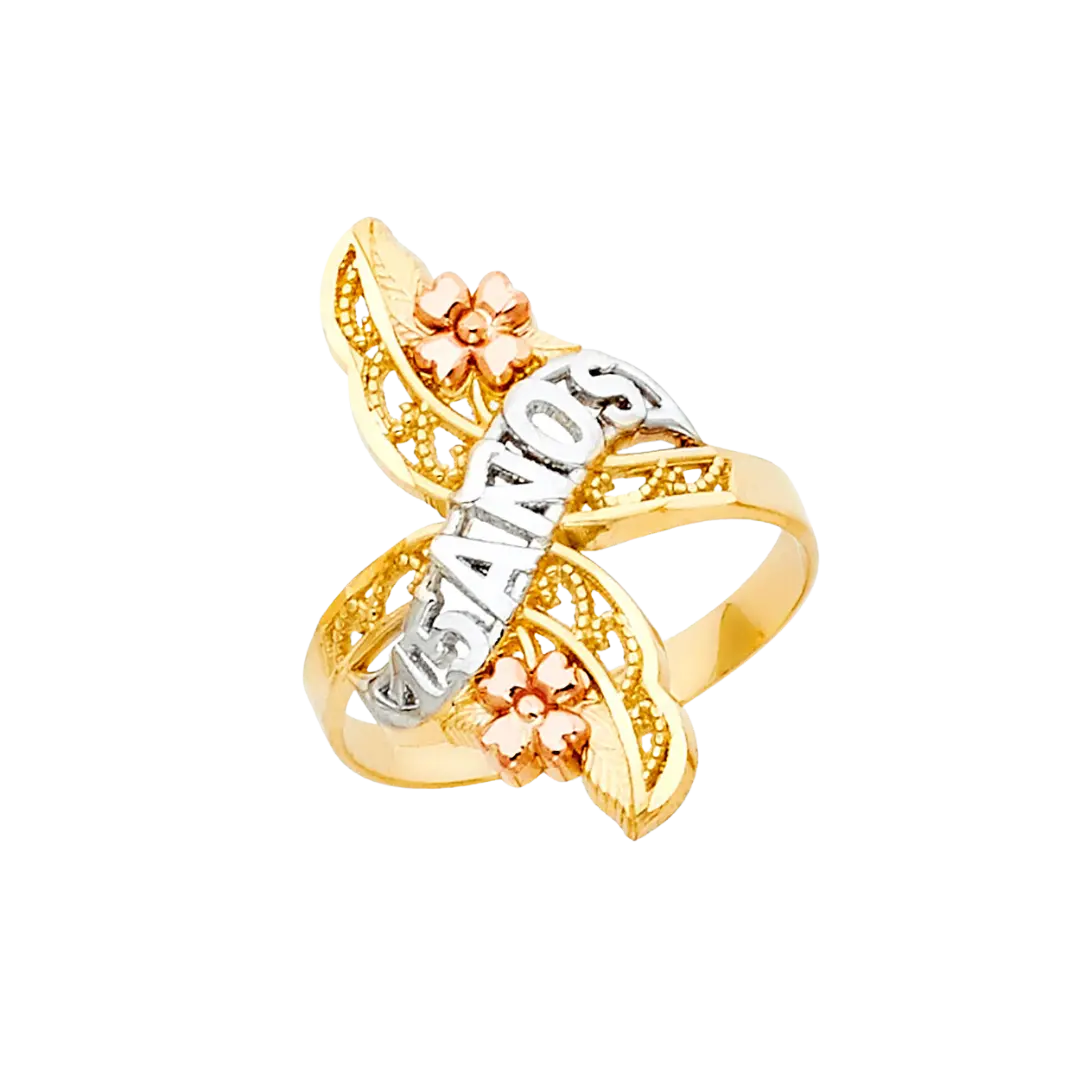 Quince Anos Ring - 14k Tri Color Gold