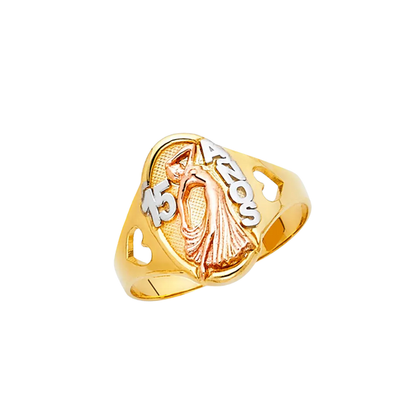 Quince Anos Ring - 14k Tri Color Gold