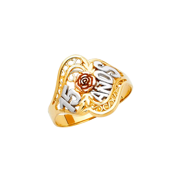 Quince Anos Ring - 14k Tri Color Gold