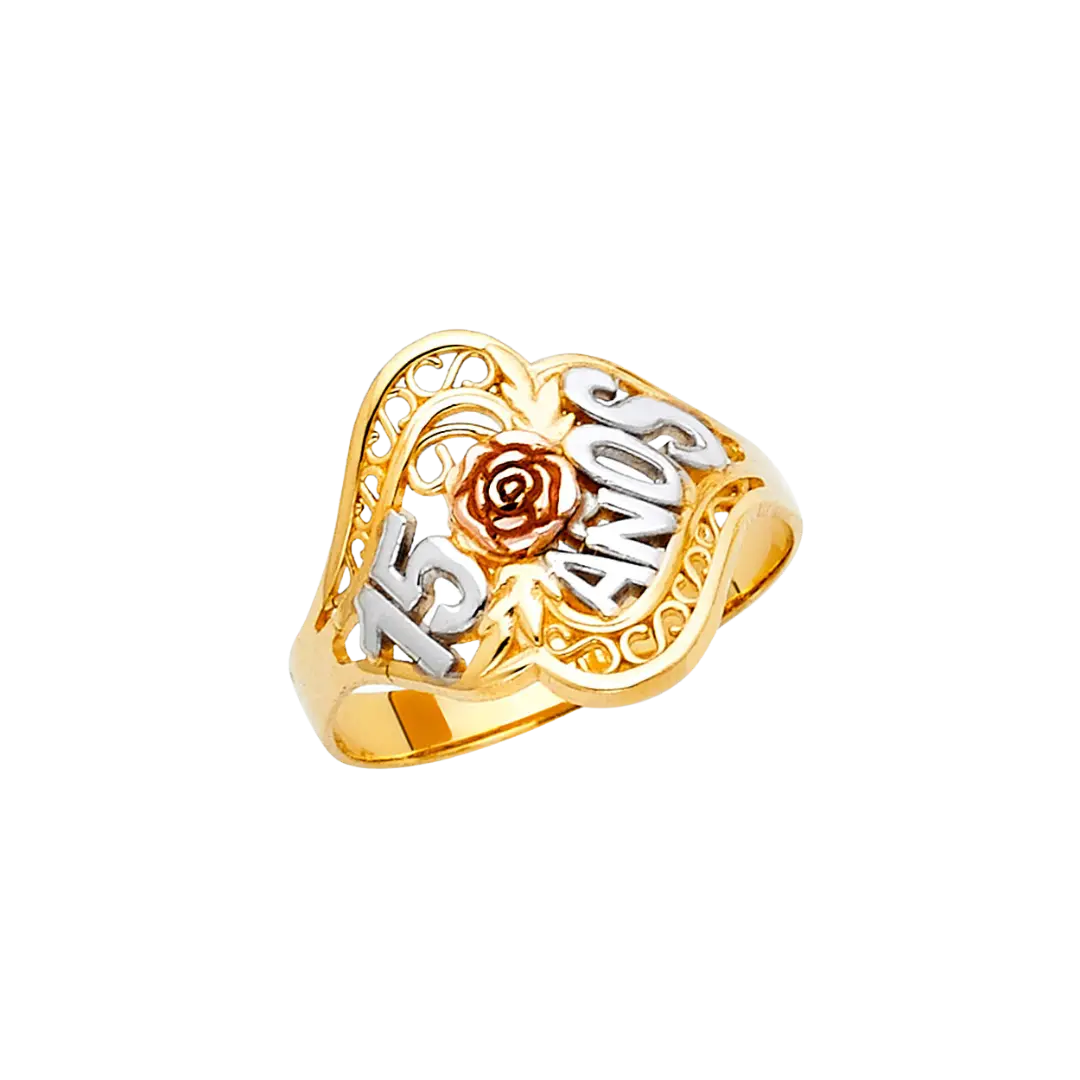 Quince Anos Ring - 14k Tri Color Gold