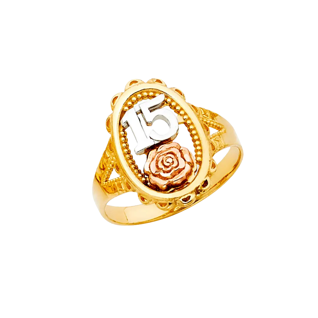 Quince Anos Ring - 14k Tri Color Gold