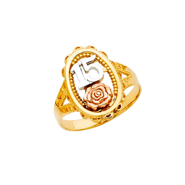 Quince Anos Ring - 14k Tri Color Gold