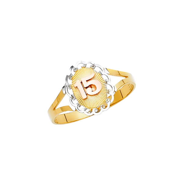 Quince Anos Ring - 14k Tri Color Gold