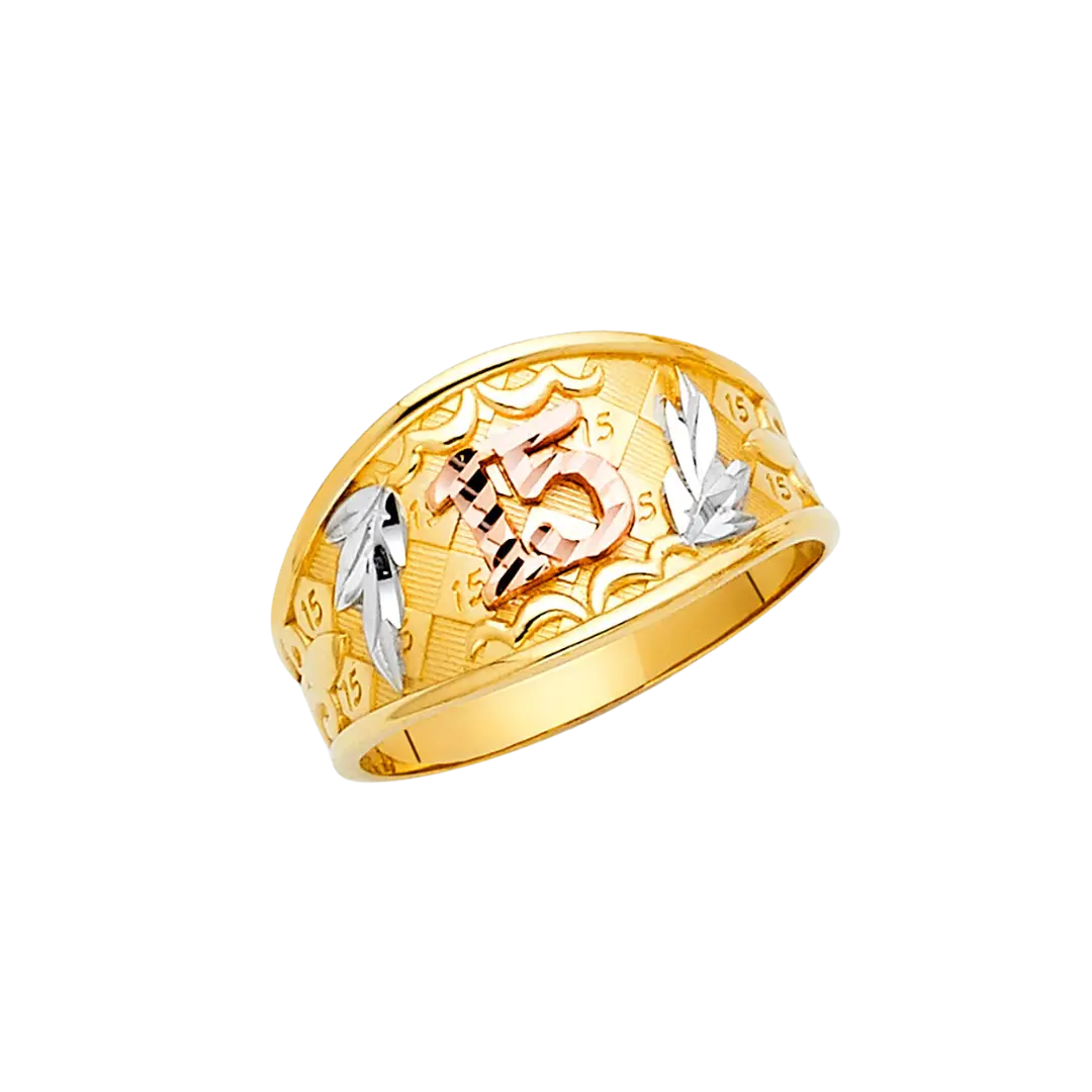 Quince Anos Ring - 14k Tri Color Gold