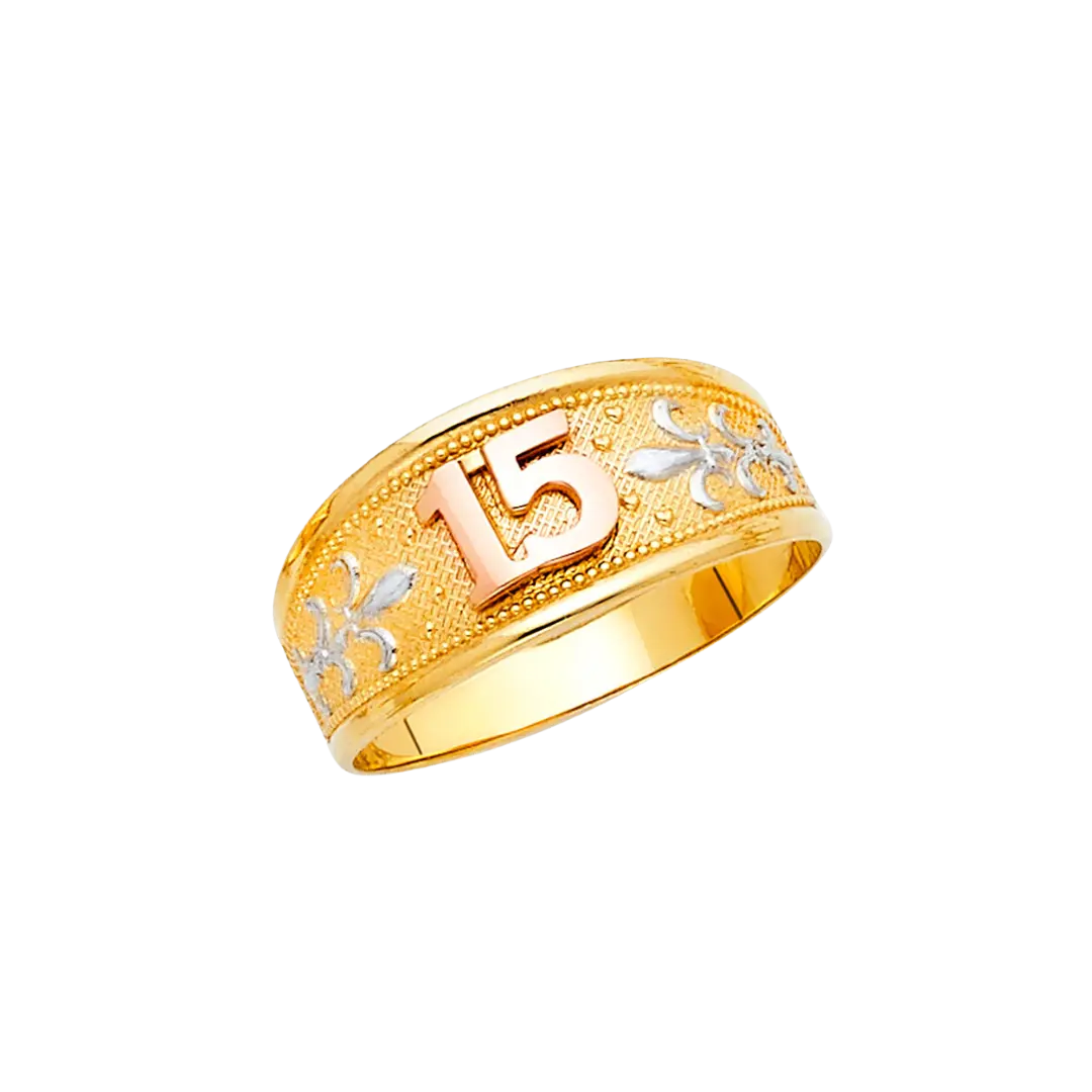 Quince Anos Ring - 14k Tri Color Gold