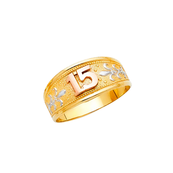 Quince Anos Ring - 14k Tri Color Gold