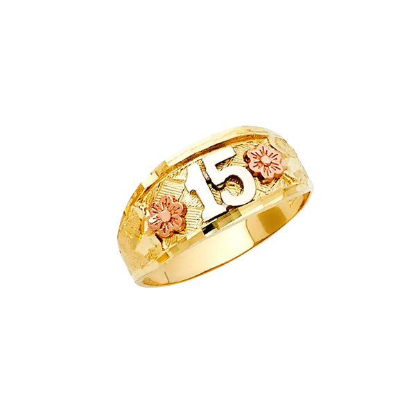 Quince Anos Ring - 14k Tri Color Gold