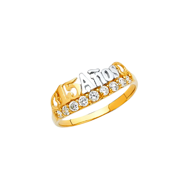 Quince Anos with CZ Ring - 14k Two Tone Gold