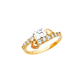 Quince Anos with CZ Ring - 14k Tri Color Gold