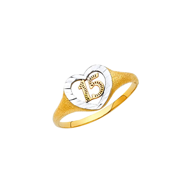 Quince Anos Ring - 14k Tri Color Gold