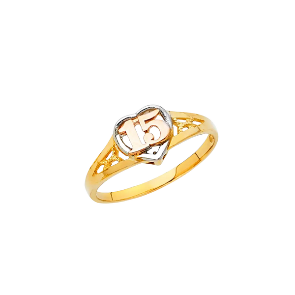 Quince Anos Ring - 14k Tri Color Gold