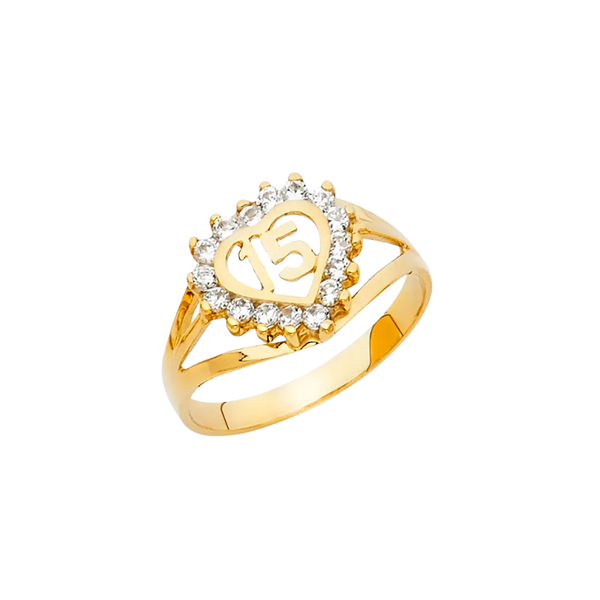 Quince Anos with CZ Ring - 14k Yellow Gold