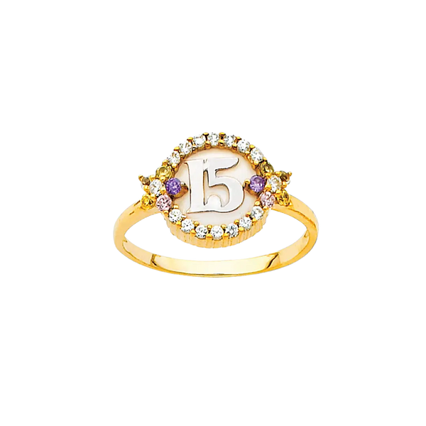 Quince Anos with CZ Ring - 14k Two Tone Gold