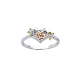 Quince Anos Heart with CZ Ring - 14k White Gold