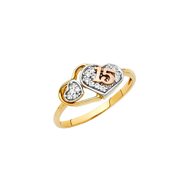 Quince Anos Ring - 14k Tri Color Gold