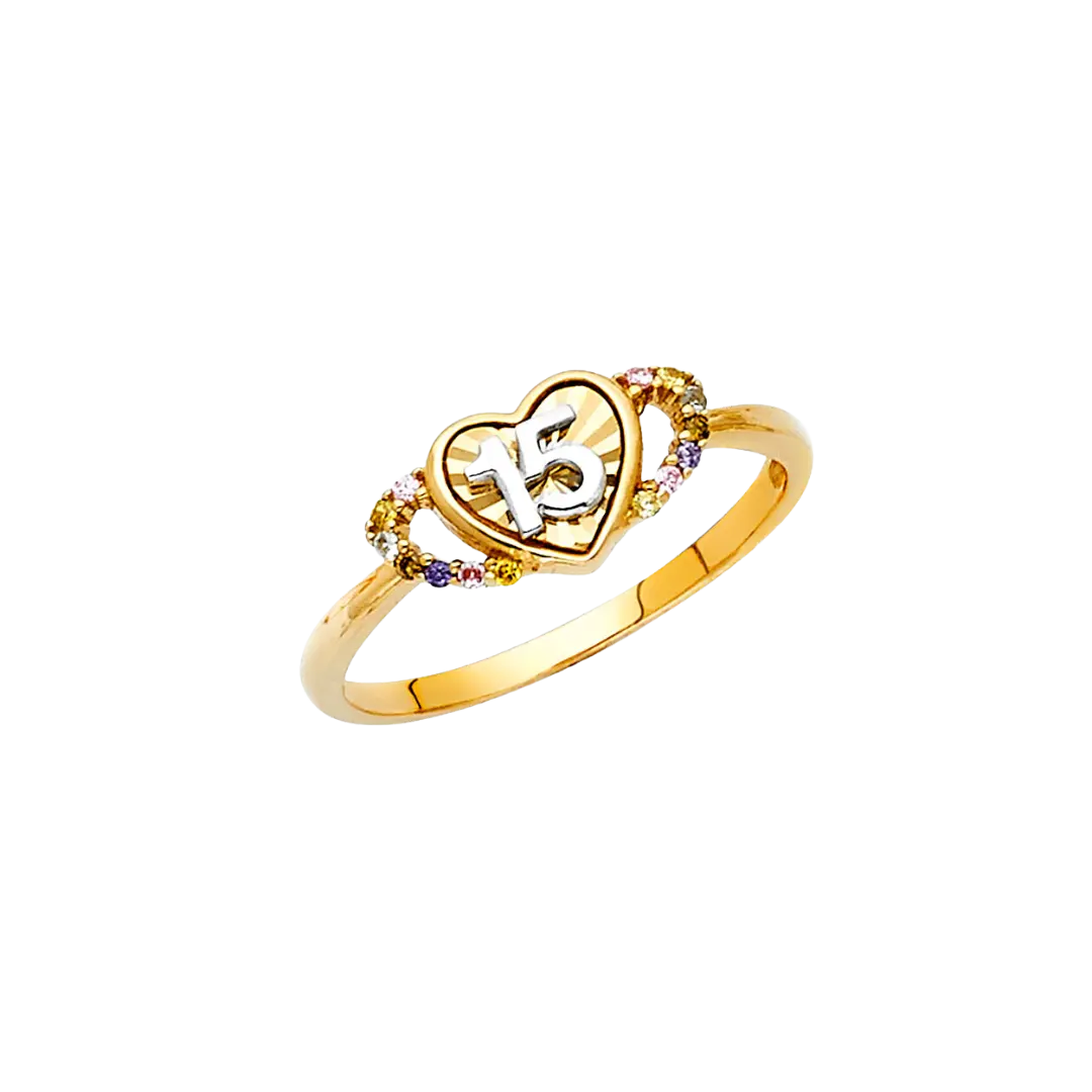 Quince Anos Ring - 14k Two Tone Gold