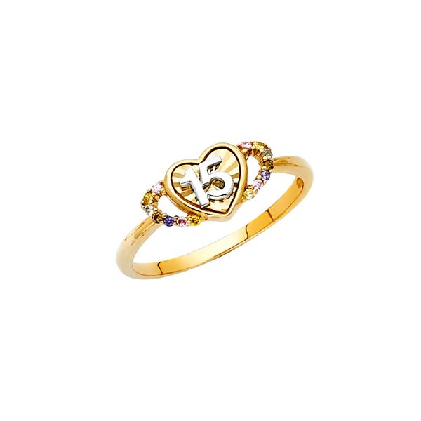 Quince Anos Ring - 14k Two Tone Gold