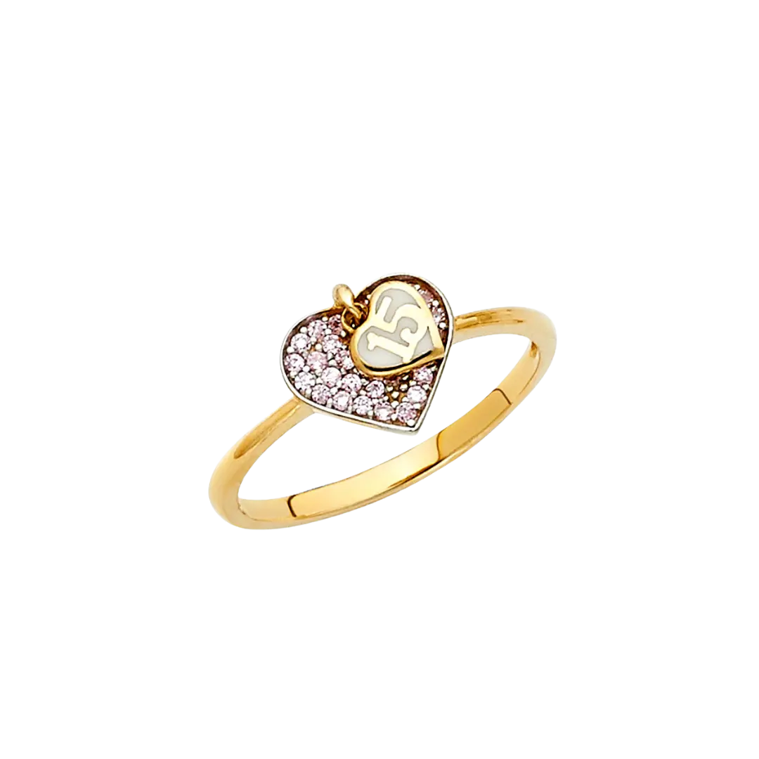 Quince Anos Ring - 14k Two Tone Gold