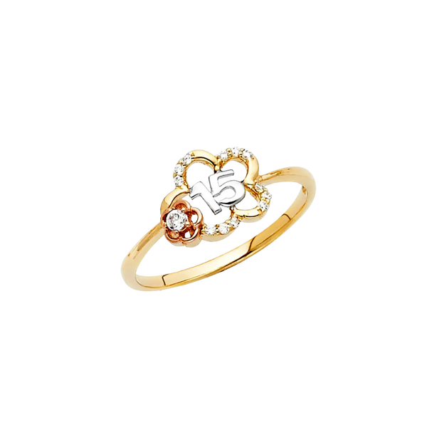 Quince Anos Ring - 14k Tri Color Gold