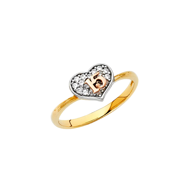 Quince Anos Ring - 14k Tri Color Gold