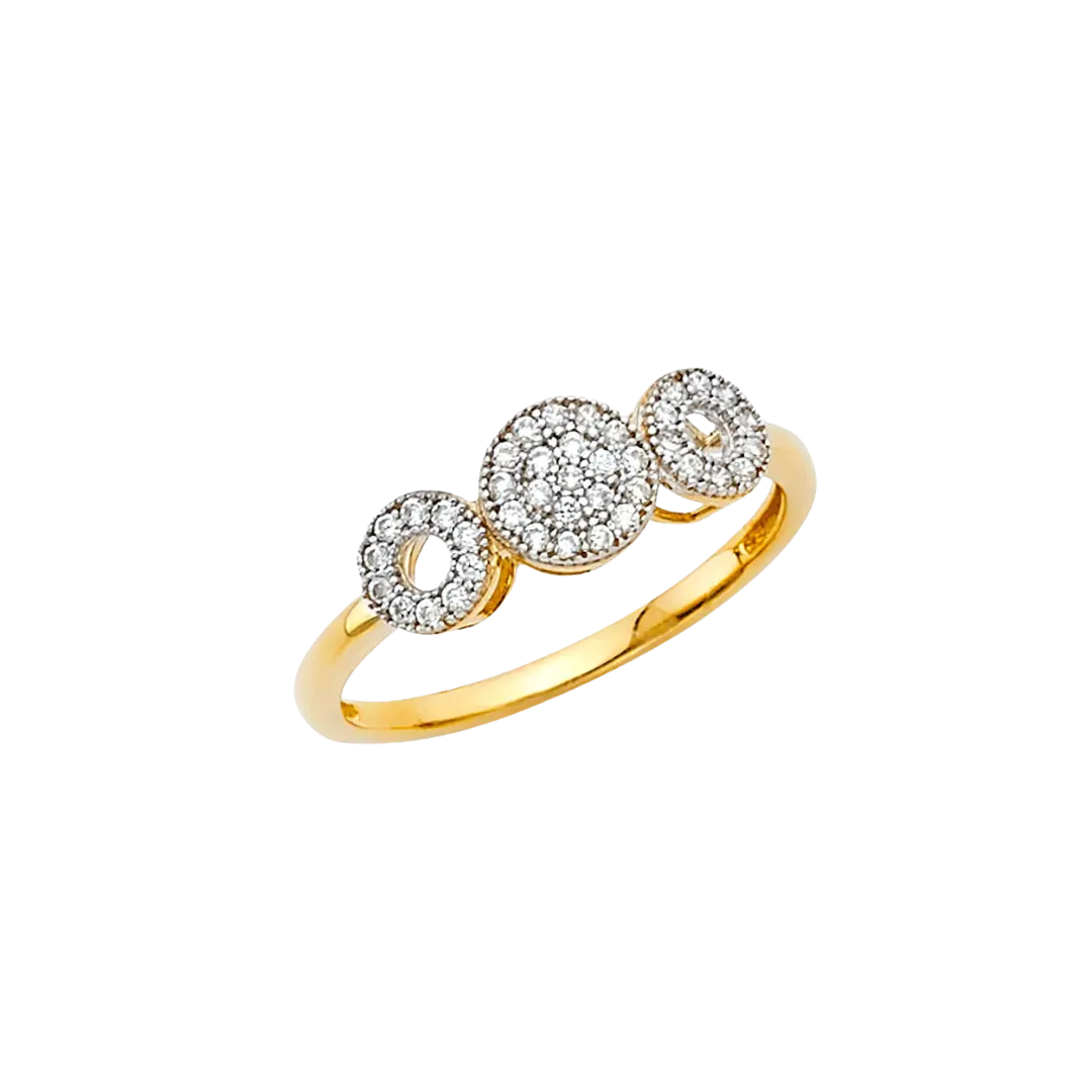 Circle CZ Ring - 14k Two Tone Gold