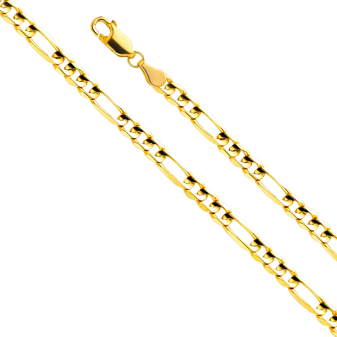 Figaro Concave Light Chain - 14k Yellow Gold 4.6mm