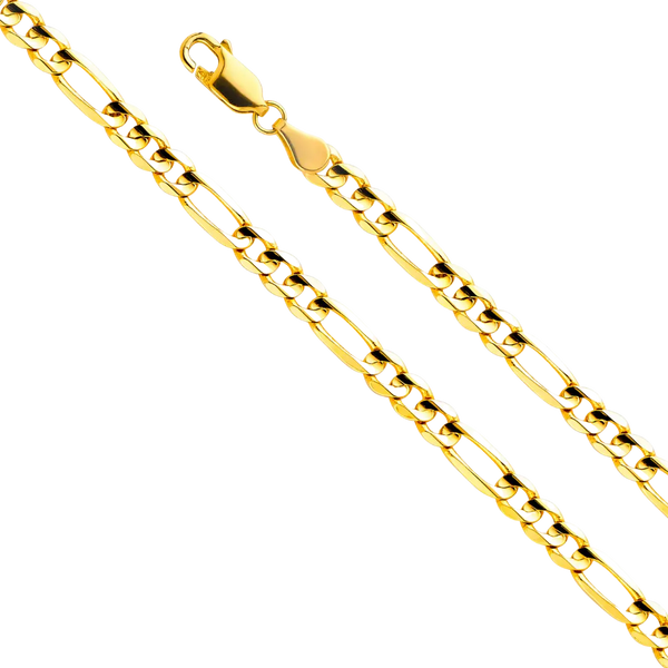 Figaro Concave Light Chain - 14k Yellow Gold 4.6mm