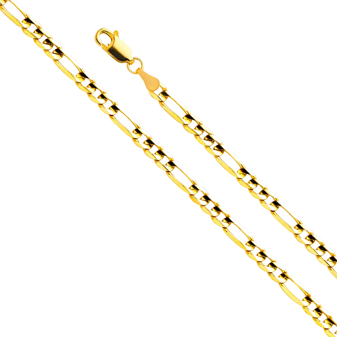 Figaro Concave Light Chain - 14k Yellow Gold 3.9mm