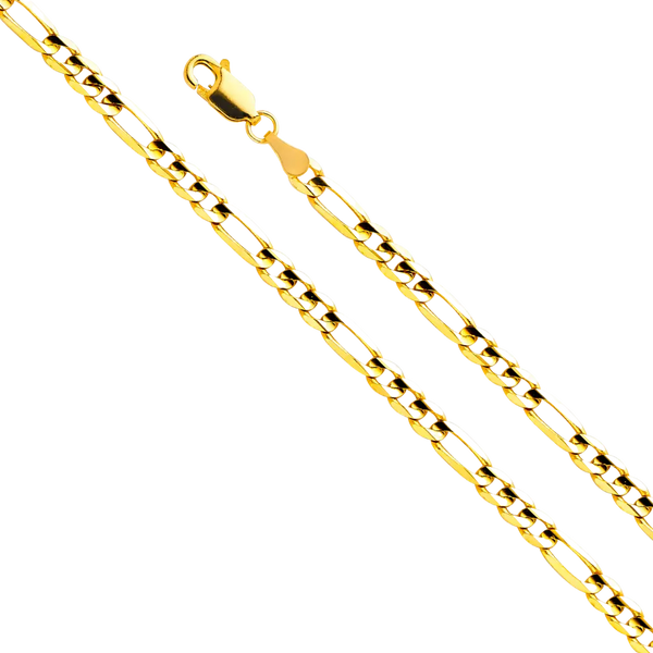 Figaro Concave Light Chain - 14k Yellow Gold 3.9mm