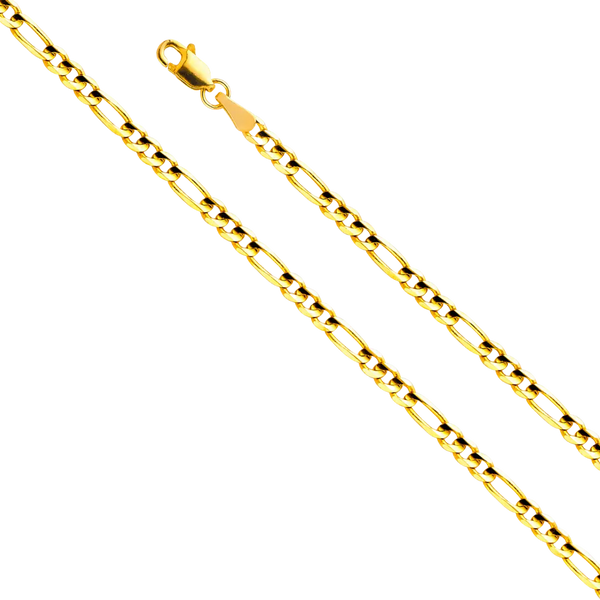 Figaro Concave Light Chain - 14k Yellow Gold 3.1mm