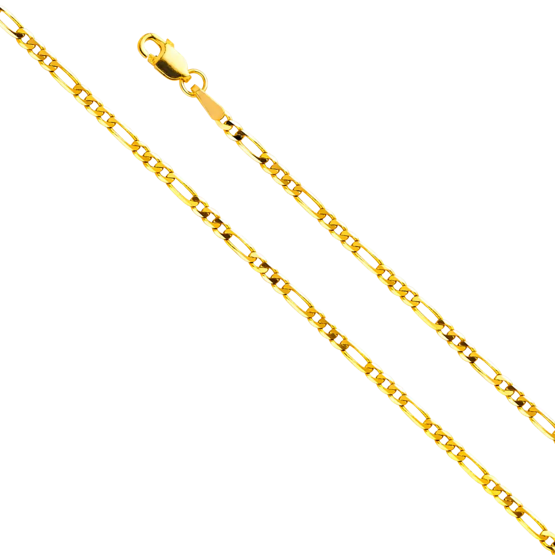 Figaro Concave Light Chain - 14k Yellow Gold 2.2mm