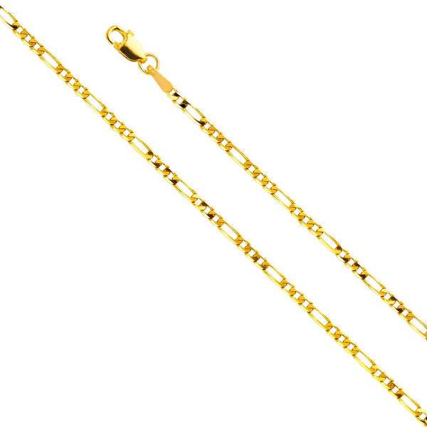 Figaro Concave Light Chain - 14k Yellow Gold 2.2mm