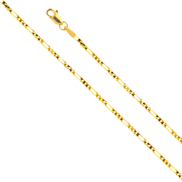 Figaro Concave Light Chain - 14k Yellow Gold 1.9mm