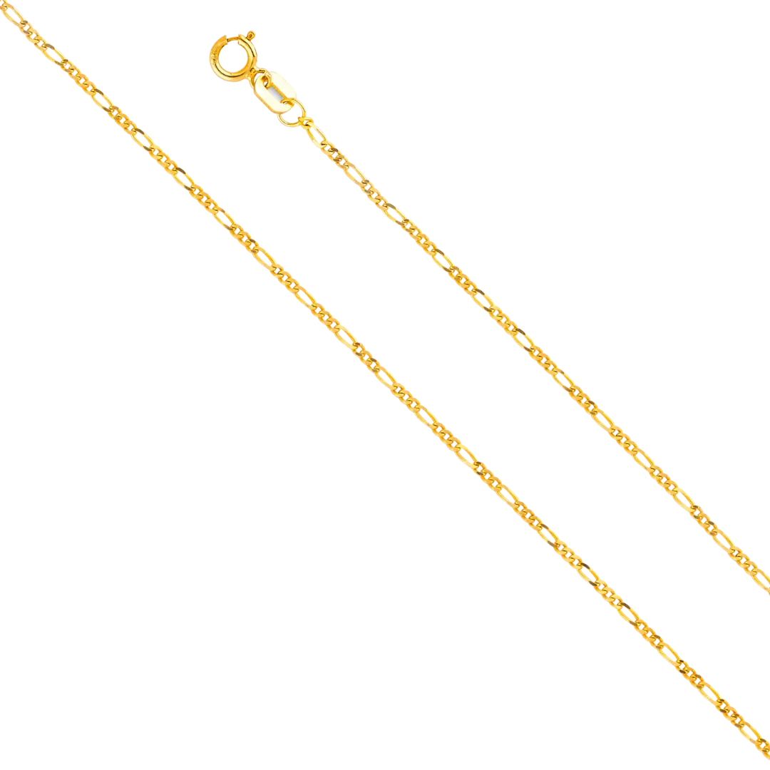 Figaro Concave Light Chain - 14k Yellow Gold 1.2mm