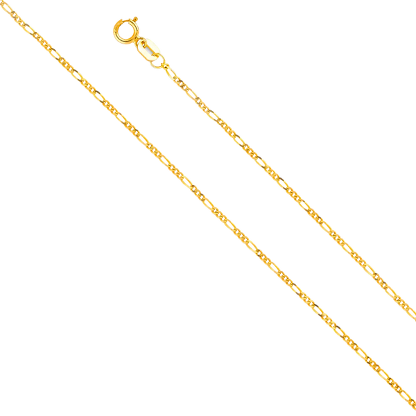 Figaro Concave Light Chain - 14k Yellow Gold 1.2mm