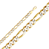 Figaro White Pave Chain - 14k Yellow Gold 11.3mm